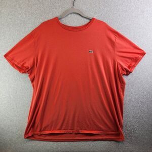Lacoste Shirt Mens 4XL Orange Regular Fit Crew Neck Tee Cap Sleeves Alligator